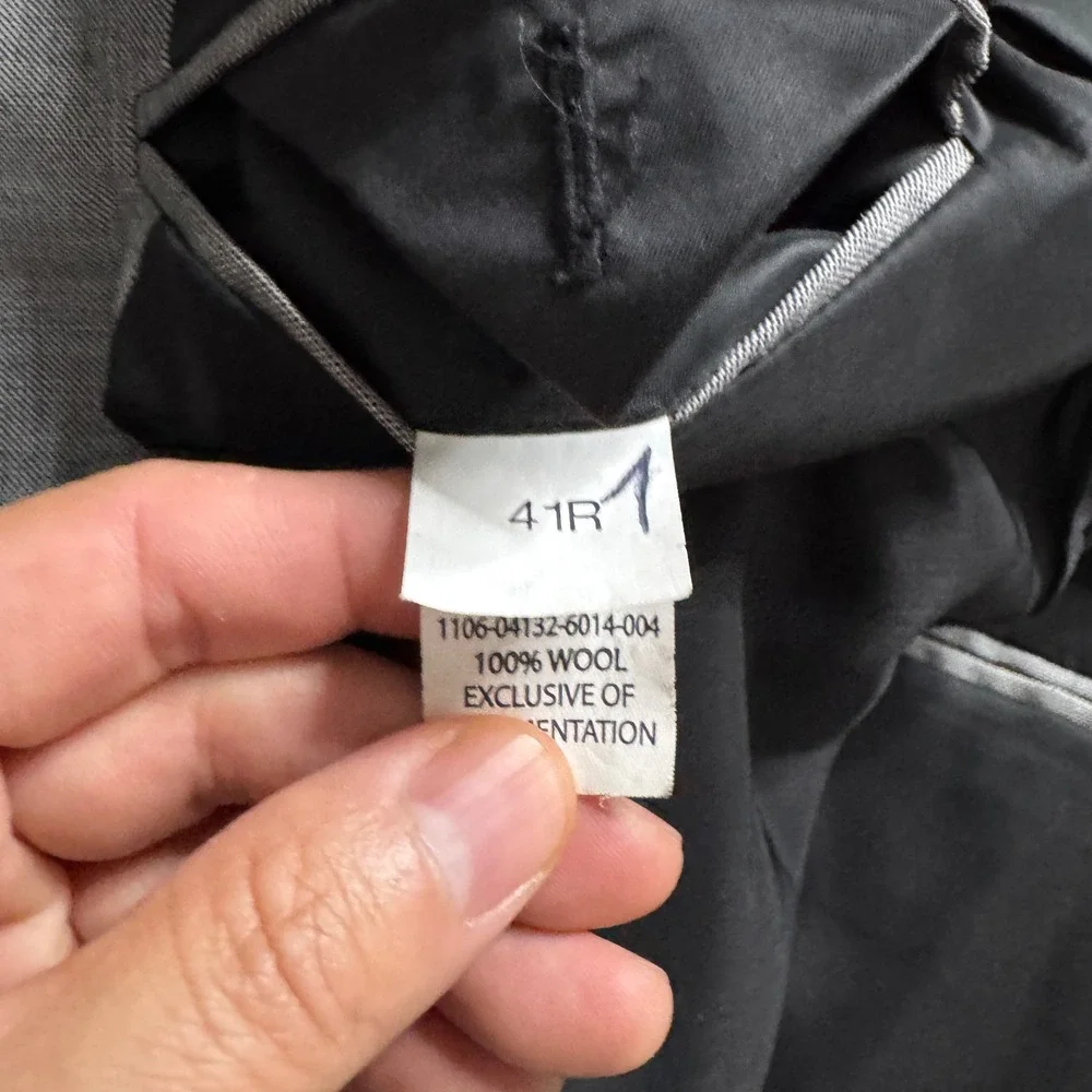 Jos A Bank Gray Wool‎ Suit 41R 29W Fit Two Piece Set